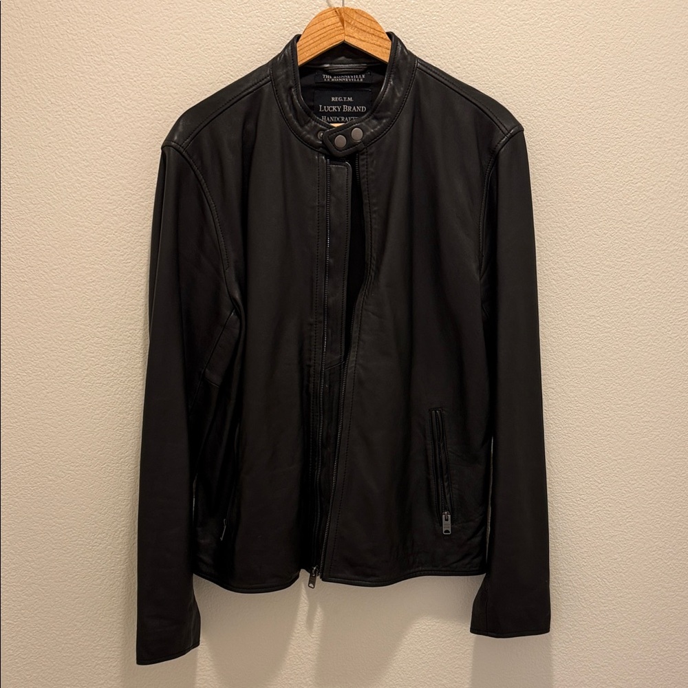 Lucky Brand Black Leather Moto Jacket